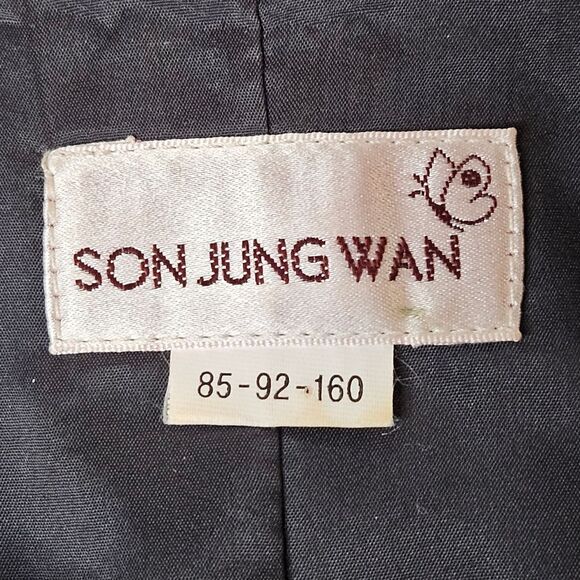 Son Jung Wan 2007 Charcoal Gray Futuristic Print Embellished Snap Front Blouse - Picture 11 of 15